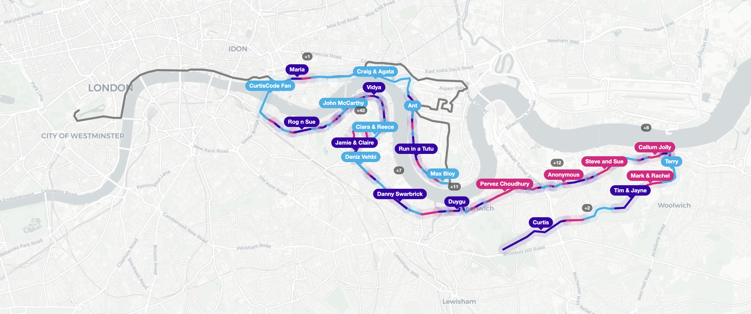 London Marathon route map